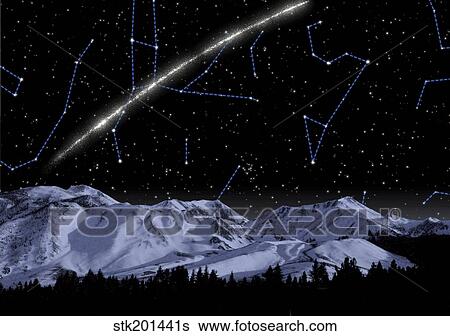 Concept of a newly discovered stream of ancient stars. View Large Illustration Stock Illustration - Concept of a newly discovered stream of ancient stars.. Fotosearch