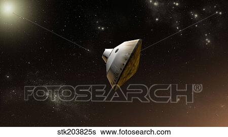 Stock Illustration - Concept of NASA's Mars Science Laboratory aeroshell capsule as it enters the Martian atmosphere.. Fotosearch