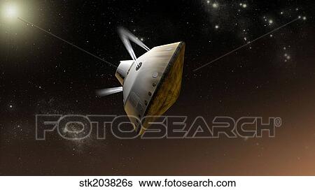 Concept of NASA's Mars Science Laboratory aeroshell capsule as it enters the Martian atmosphere. View Large Illustration Stock Illustration - Concept of NASA's Mars Science Laboratory aeroshell capsule as it enters the Martian atmosphere.. Fotosearch