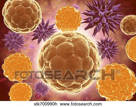 Drawing - Conceptual image of a ubiquitous virus.. Fotosearch