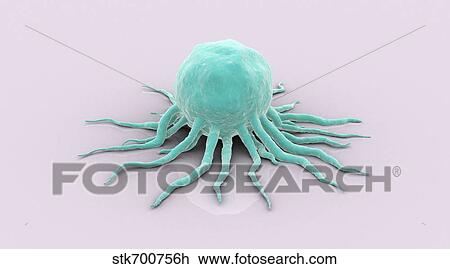 Drawing - Conceptual image of cancer virus.. Fotosearch