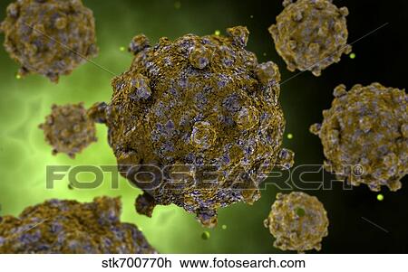 Conceptual image of coxsackievirus. View Large Illustration Drawing - Conceptual image of coxsackievirus.. Fotosearch