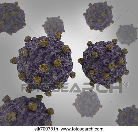 Conceptual image of coxsackievirus. View Large Illustration Drawing - Conceptual image of coxsackievirus.. Fotosearch