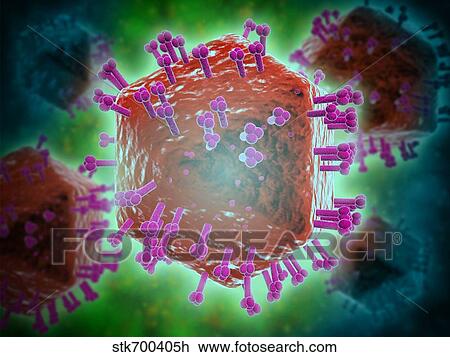 Drawing - Conceptual image of HIV virus.. Fotosearch