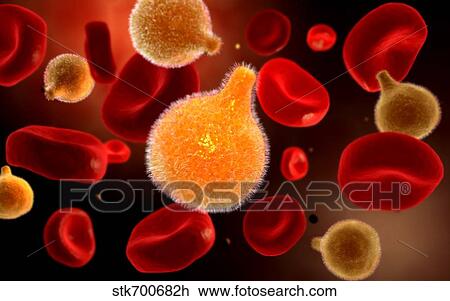 Drawing - Conceptual image of plasmodium causing malaria.. Fotosearch