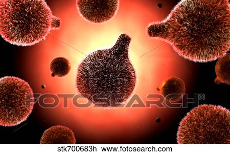 Drawing - Conceptual image of plasmodium causing malaria.. Fotosearch