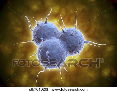 Drawing - Conceptual image of RNA virus replication.. Fotosearch