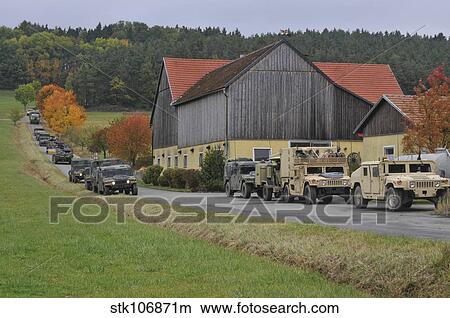 Picture - Convoy of U. S. Army vehicles in Amberg, Germany.. Fotosearch