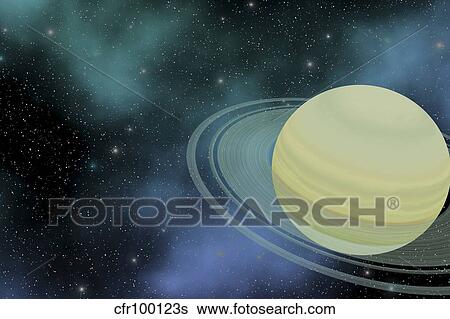 Stock Illustration - Cosmic image of our ringed planet of Saturn.. Fotosearch