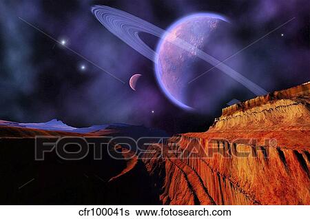 Stock Illustration - Cosmic landscape of another planet.. Fotosearch