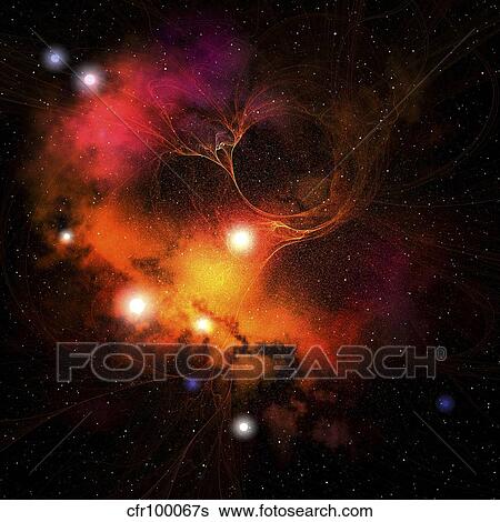 Stock Illustration - Cosmic space image of a nebula in the universe.. Fotosearch