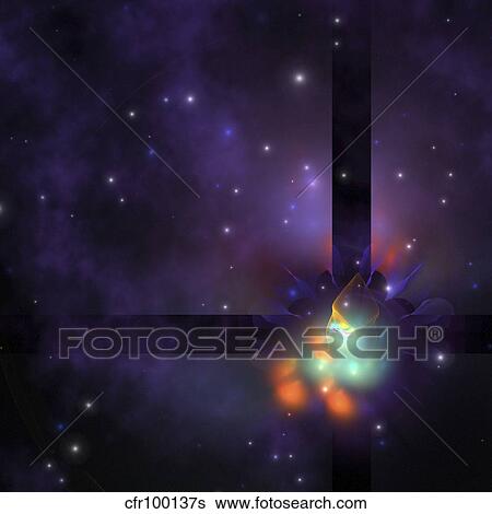 Cosmic star birth from a ball of gases and nebular dust. View Large Illustration Stock Illustration - Cosmic star birth from a ball of gases and nebular dust.. Fotosearch