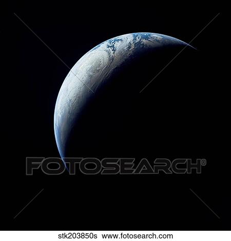 Crescent Earth taken from the Apollo 4 mission. View Large Photo Image Stock Photograph - Crescent Earth taken from the Apollo 4 mission.. Fotosearch