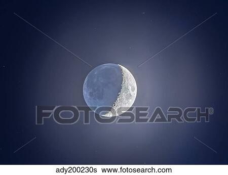 Crescent moon with earthshine. View Large Photo Image Stock Photograph - Crescent moon with earthshine.. Fotosearch