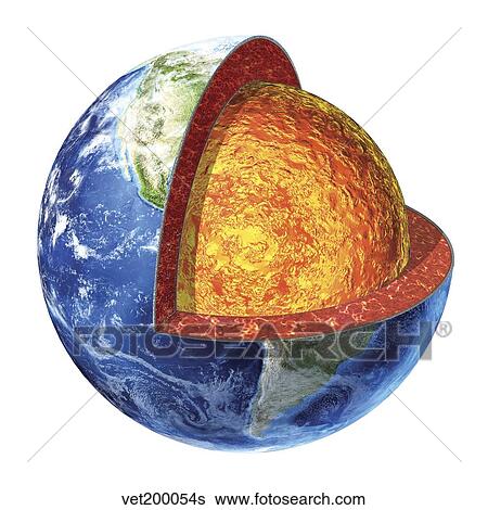 Stock Illustration - Cross section of planet Earth showing the lower mantle.. Fotosearch