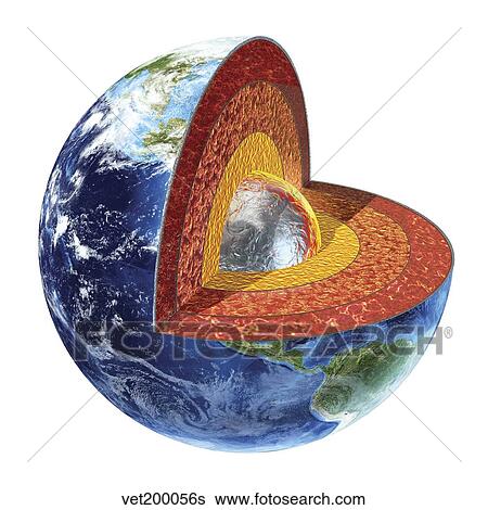 Stock Illustration - Cross section of planet Earth showing the inner core.. Fotosearch