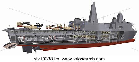 Cutaway illustration of the U. S. Navy's San Antonio class amphibious transport dock ship. View Large Illustration Stock Illustration - Cutaway illustration of the U. S. Navy's San Antonio class amphibious transport dock ship.. Fotosearch