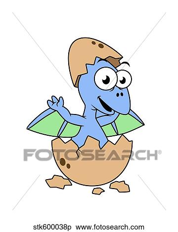 Stock Illustration - Cute illustration of a baby pterodactyl hatching.. Fotosearch