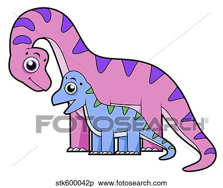 Stock Illustration - Cute illustration of a mother and child Brachiosaurus.. Fotosearch