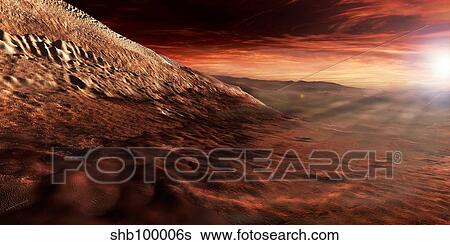 Stock Illustration - Dark dunes march along the floor of Gale Crater, Mars.. Fotosearch