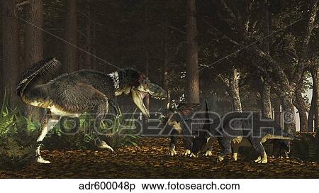 Daspletosaurus confronts a family of Chasmosaurus. View Large Illustration Stock Illustration - Daspletosaurus confronts a family of Chasmosaurus.. Fotosearch