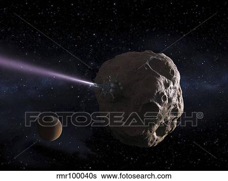 Deflecting Path of an Earth-Crossing Asteroid. View Large Illustration Stock Illustration - Deflecting Path of an Earth-Crossing Asteroid.. Fotosearch