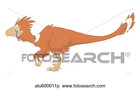 Stock Illustration - Deinonychus pencil drawing with digital color.. Fotosearch