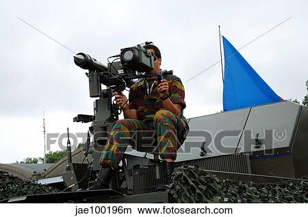 Demonstration of the Mistral surface to air launcher in use by the Belgian Army. View Large Photo Image Picture - Demonstration of the Mistral surface to air launcher in use by the Belgian Army.. Fotosearch