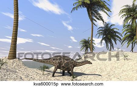 Dicraeosaurus in a prehistoric environment. View Large Illustration Stock Illustration - Dicraeosaurus in a prehistoric environment.. Fotosearch