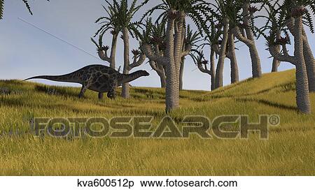 Dicraeosaurus in a savanna landscape. View Large Illustration Stock Illustration - Dicraeosaurus in a savanna landscape.. Fotosearch
