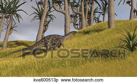 Dicraeosaurus in a savanna landscape. View Large Illustration Stock Illustration - Dicraeosaurus in a savanna landscape.. Fotosearch