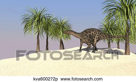 Dicraeosaurus in a tropical environment. View Large Illustration Stock Illustration - Dicraeosaurus in a tropical environment.. Fotosearch