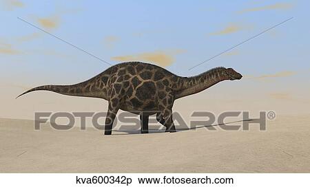 Stock Illustration - Dicraeosaurus walking across a barren landscape.. Fotosearch