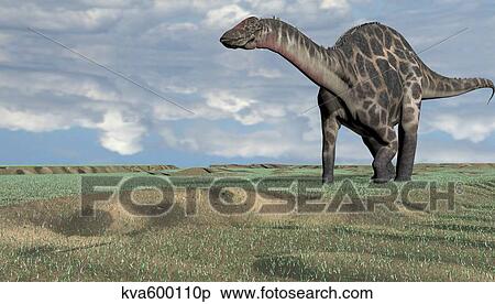 Dicraeosaurus walking across an open desert. View Large Illustration Stock Illustration - Dicraeosaurus walking across an open desert.. Fotosearch