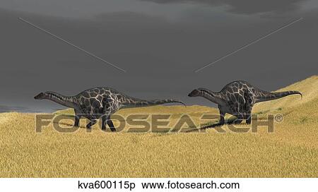 Dicraeosaurus walking across prehistoric grasslands. View Large Illustration Stock Illustration - Dicraeosaurus walking across prehistoric grasslands.. Fotosearch