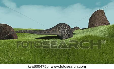 Dicraeosaurus walking across prehistoric grasslands. View Large Illustration Stock Illustration - Dicraeosaurus walking across prehistoric grasslands.. Fotosearch