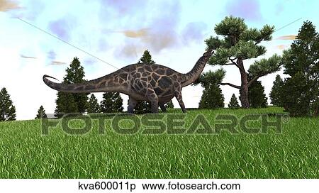 Stock Illustration - Dicraeosaurus walking in an open field.. Fotosearch