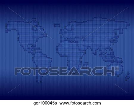 Digitally generated image of the world in pixels. View Large Illustration Stock Illustration - Digitally generated image of the world in pixels.. Fotosearch