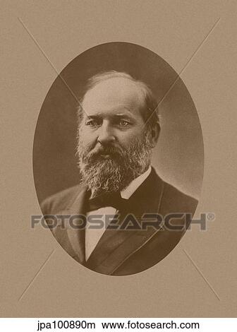 Digitally restored American history print of President James Garfield. View Large Photo Image Picture - Digitally restored American history print of President James Garfield.. Fotosearch