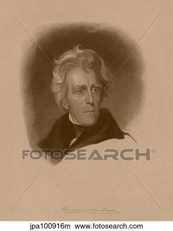 Stock Illustration - Digitally restored American history portrait of President Andrew Jackson.. Fotosearch