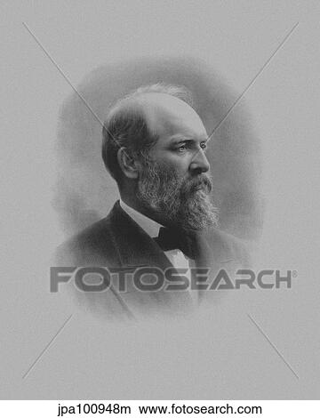 Stock Illustration - Digitally restored American history print of President James Garfield.. Fotosearch
