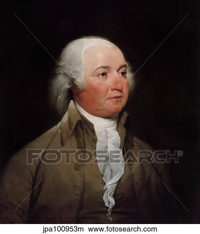 Stock Illustration - Digitally restored American history painting of President John Adams.. Fotosearch