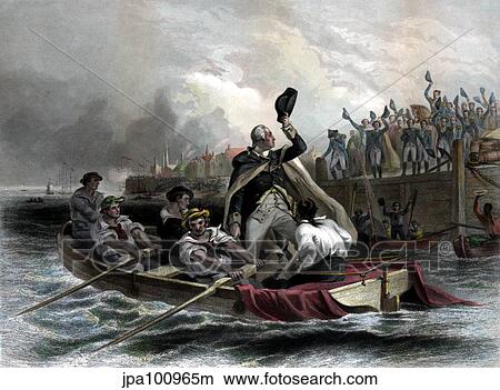 Stock Illustration - Digitally restored American history print of General George Washington.. Fotosearch