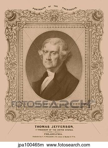 Stock Illustration - Digitally restored artwork of Thomas Jefferson.. Fotosearch