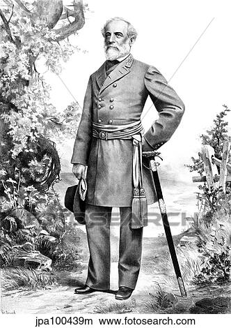 Stock Illustration - Digitally restored Civil War artwork of General Robert E. Lee.. Fotosearch