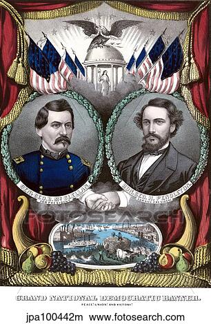 Digitally restored Civil War era Democratic Campaign Poster. View Large Illustration Stock Illustration - Digitally restored Civil War era Democratic Campaign Poster.. Fotosearch