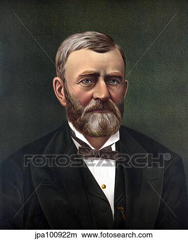 Stock Illustration - Digitally restored color portrait of President Ulysses S. Grant.. Fotosearch