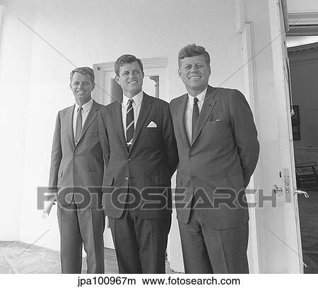 Digitally restored photo of President John Kennedy with his brothers. View Large Photo Image Picture - Digitally restored photo of President John Kennedy with his brothers.. Fotosearch