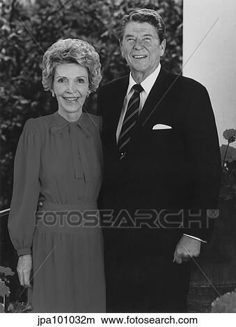 Picture - Digitally restored photo of President Ronald Reagan and his wife Nancy.. Fotosearch