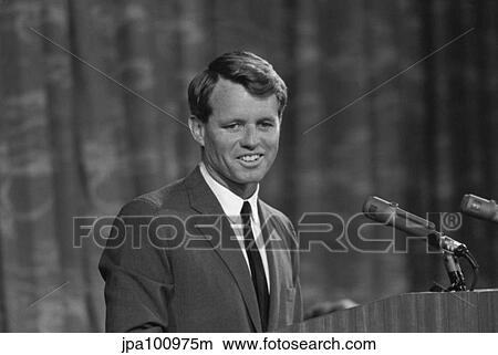 Digitally restored photo of Robert Kennedy speaking at a podium. View Large Photo Image Picture - Digitally restored photo of Robert Kennedy speaking at a podium.. Fotosearch
